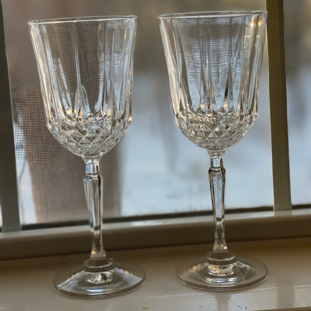 Set of 2 vintage Miller Rogaska lead crystal water goblets. Excellent condition.